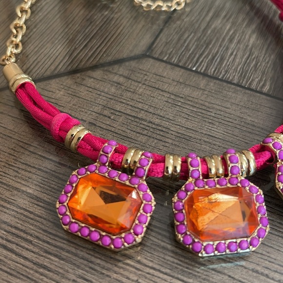 Cookie Lee Fuchsia Punch Colorful Gem Statement Necklace - Picture 2 of 16